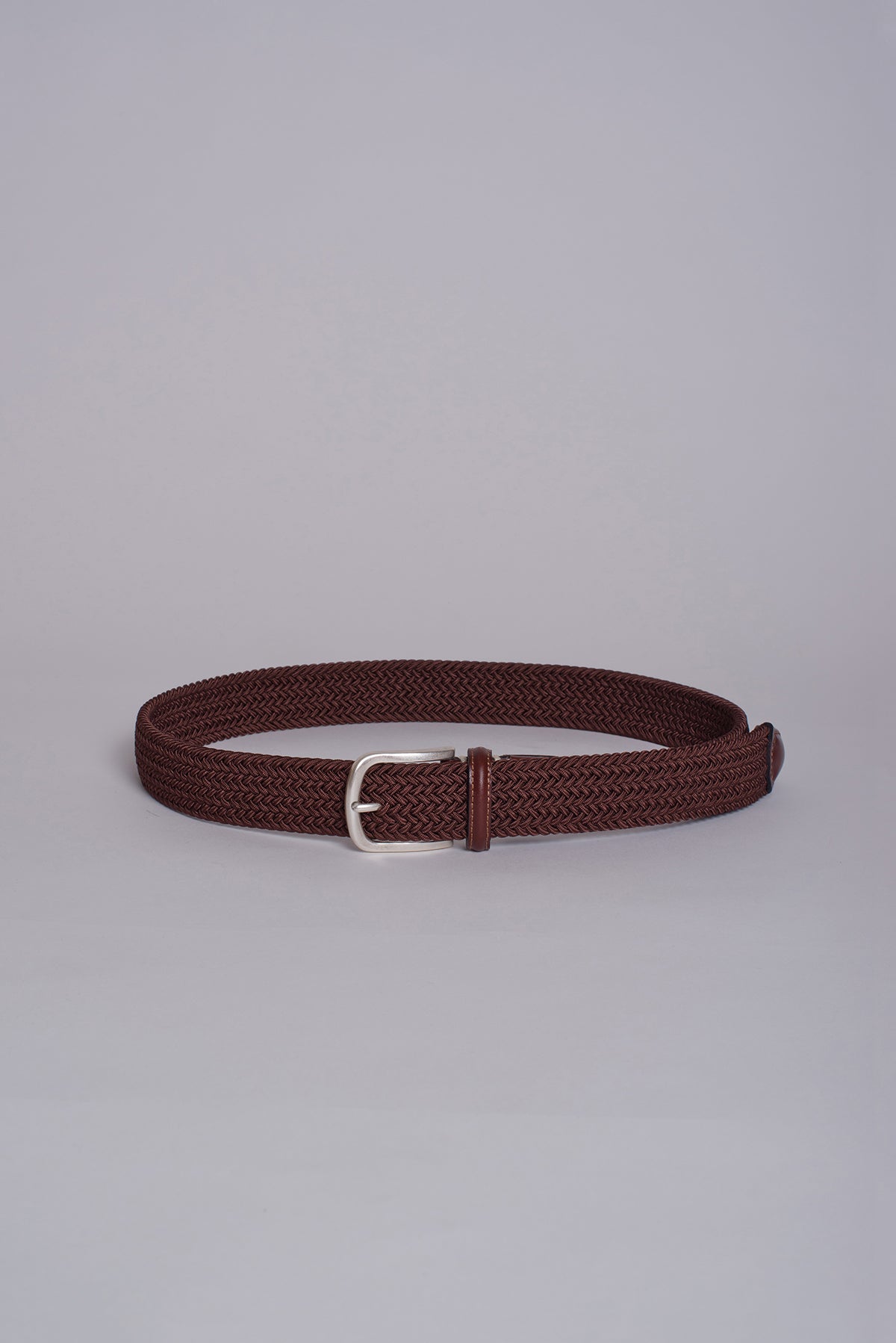 Woven Leather Belt - Brown